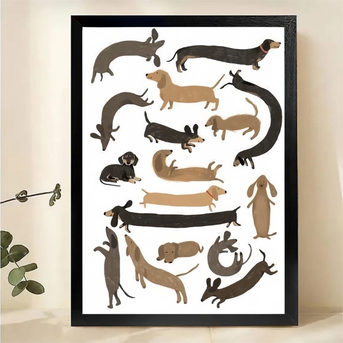 Dachshund Collection Wall Art - Playful Wiener Dog Print