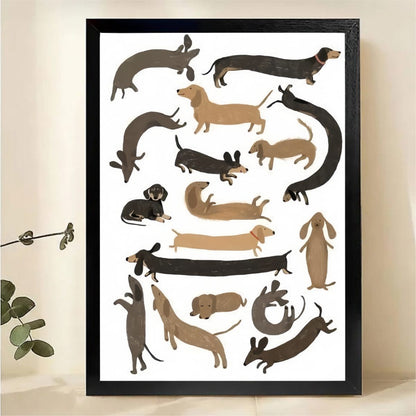 Dachshund Collection Wall Art - Playful Wiener Dog Print