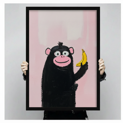 Monkey Banana Pop Art Canvas Wall Art