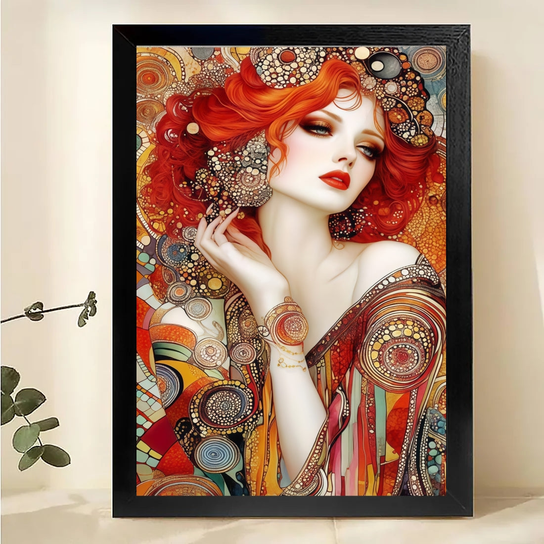 Art Nouveau Woman Portrait Print | Red Hair Wall Art