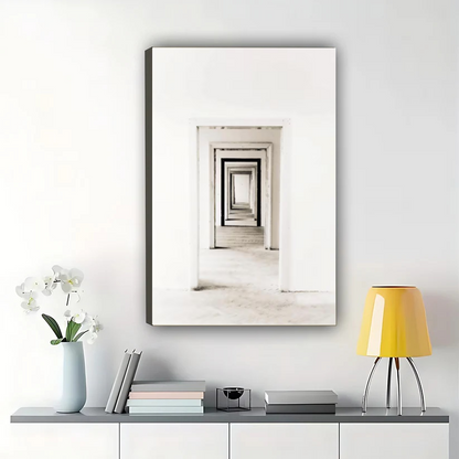 Minimalist Endless Corridor Wall Art – Modern Depth Perspective Framed Canvas Print