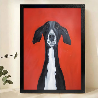 Greyhound Portrait Wall Art - Bold Orange Modern Dog Print