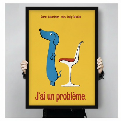 Retro Dachshund Funny French Quote Canvas Wall Art