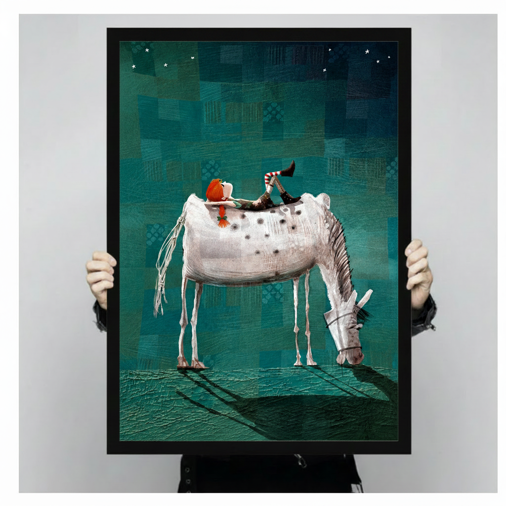 Elf Riding White Horse Dreamy Fantasy Canvas Wall Art