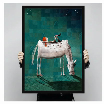 Elf Riding White Horse Dreamy Fantasy Canvas Wall Art