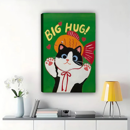 Cat and Goldfish Wall Art - Big Hug Canvas Print