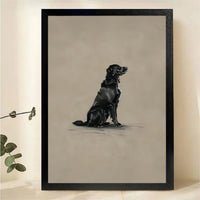 Black Labrador Sitting and Looking Up Wall Art - Charcoal Sketch Canvas Print