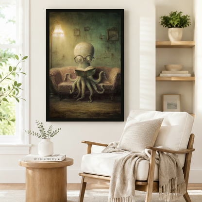 Bookish Octopus Reading Glasses Gothic Fantasy Canvas Print