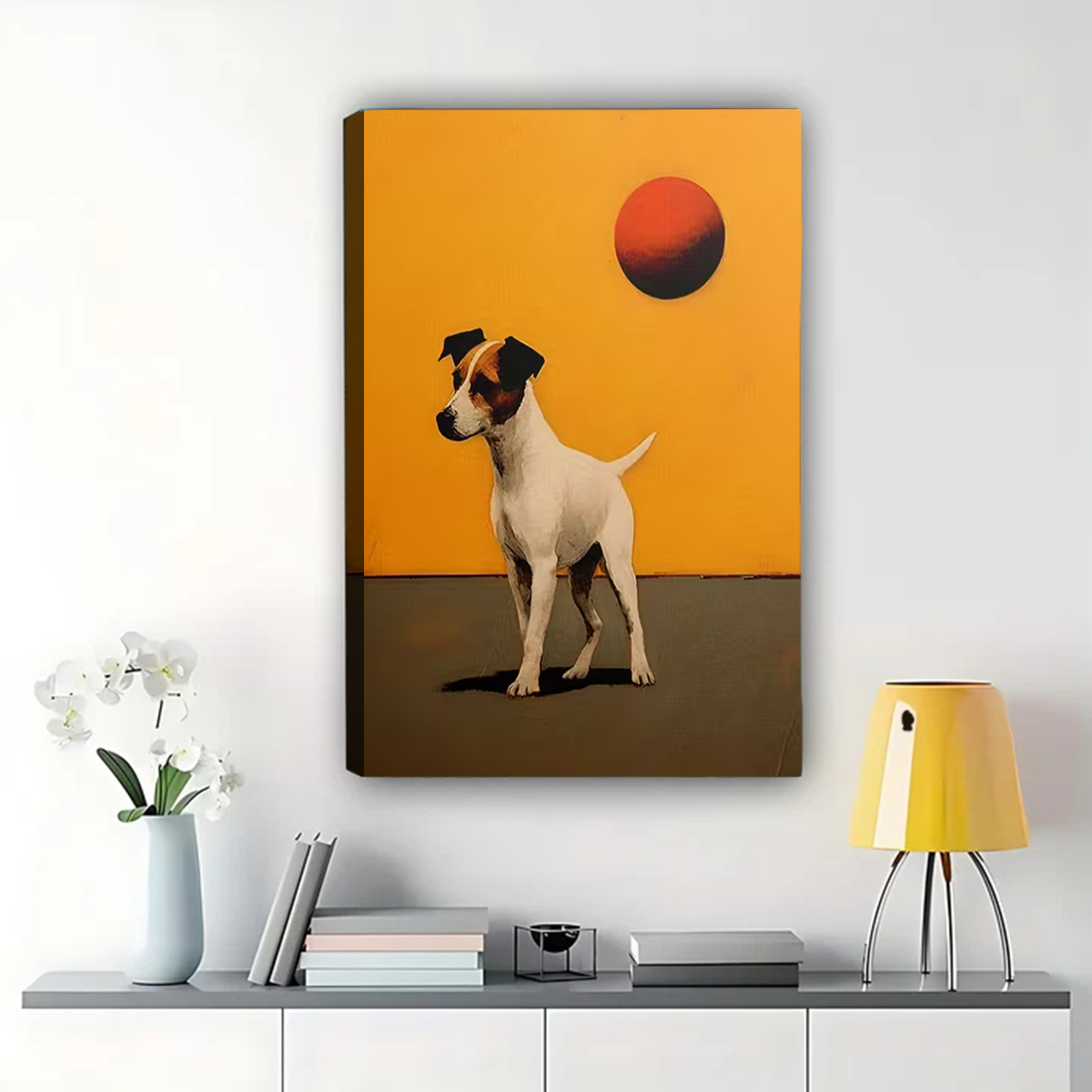 Jack Russell Terrier at Sunset Canvas Print - Modern Dog Wall Art