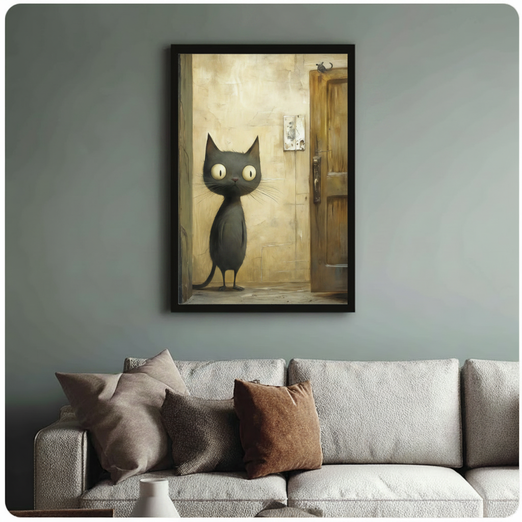 Gothic Black Cat Door Vintage Expressionist Canvas Print
