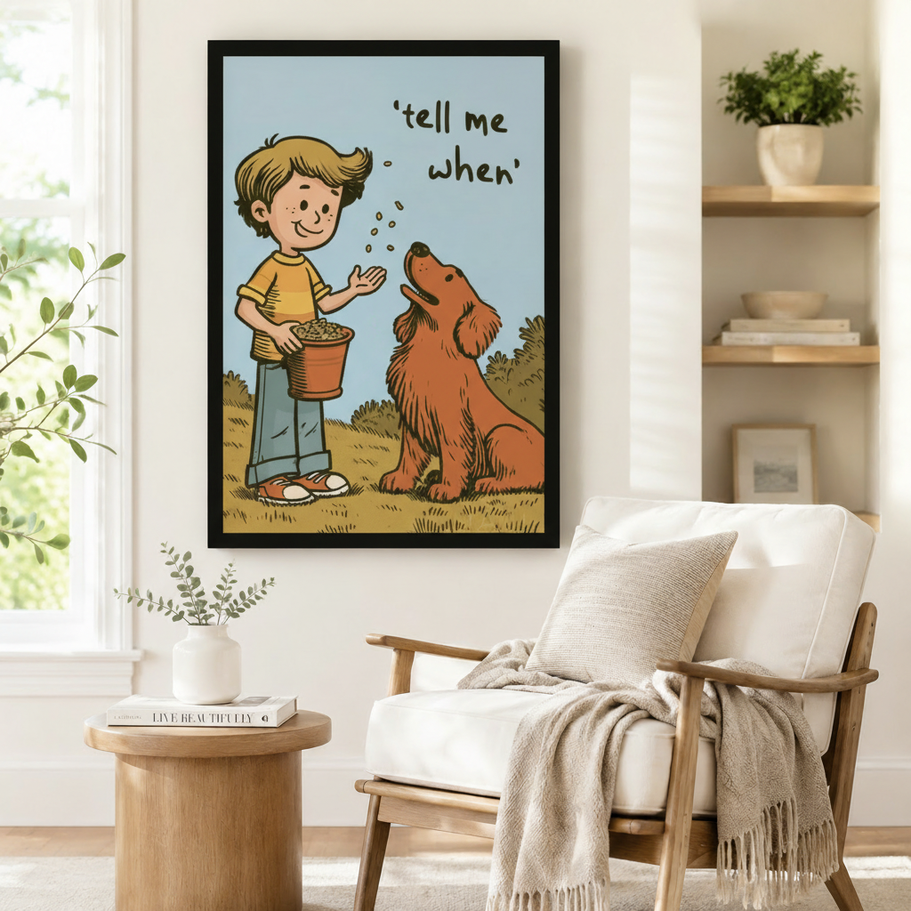 Tell Me When Boy Dog Retro Comic Canvas Art Wall Art