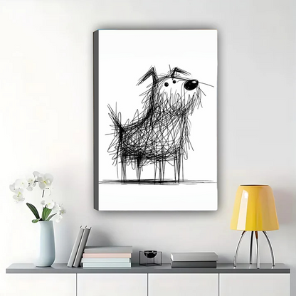 Scruffy Dog Sketch Wall Art - Quirky Line Drawing Print