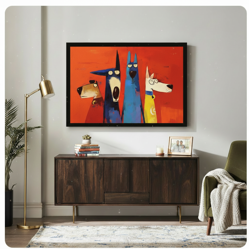 Four Dogs Pop Art Bold Canvas Wall Art