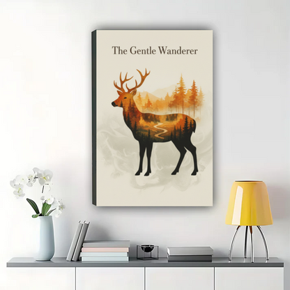 The Gentle Wanderer - Deer Forest Landscape Wall Art Print