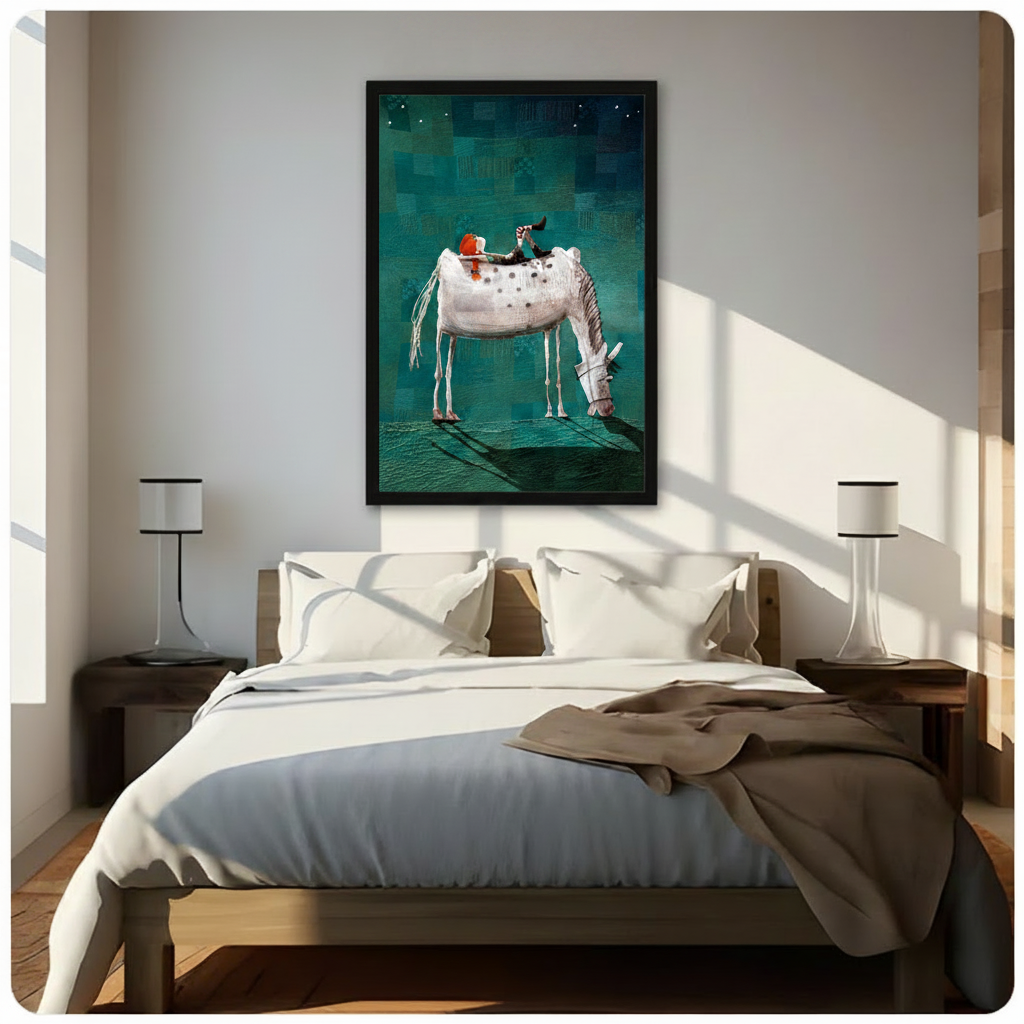 Elf Riding White Horse Dreamy Fantasy Canvas Wall Art