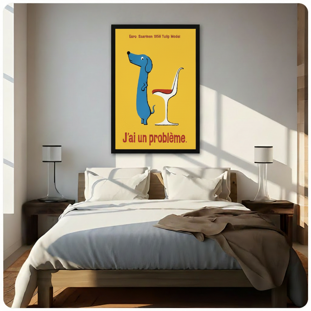 Retro Dachshund Funny French Quote Canvas Wall Art