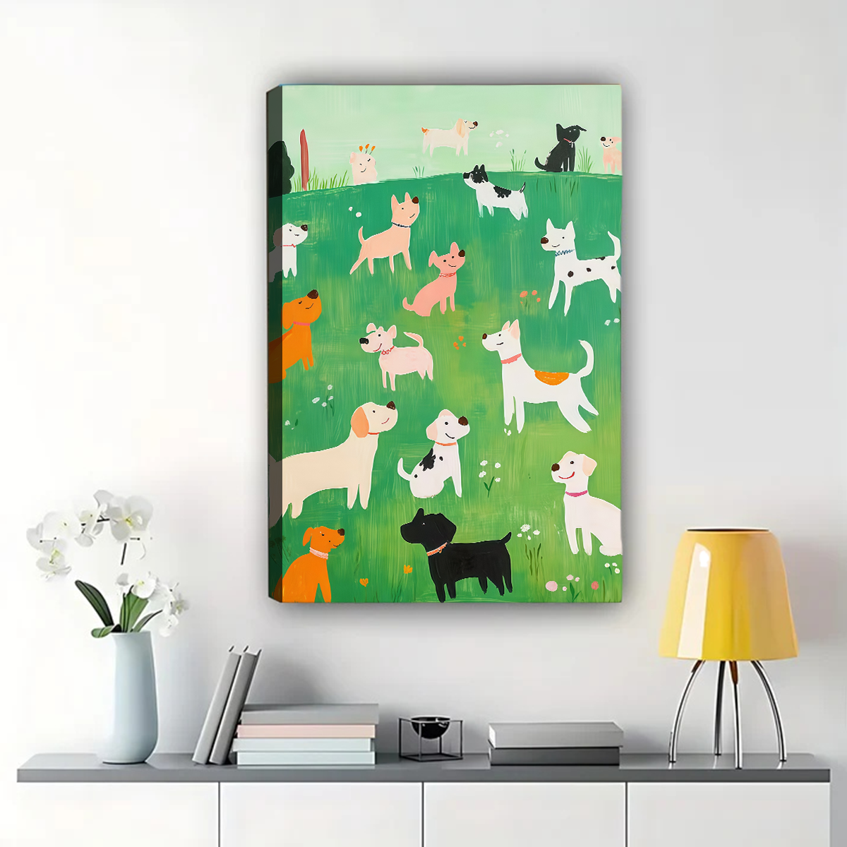 Happy Dogs in the Park Wall Art - Playful Canvas Print