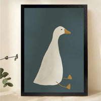 White Goose Minimalist Wall Art - Cute Illustrated Canvas Print