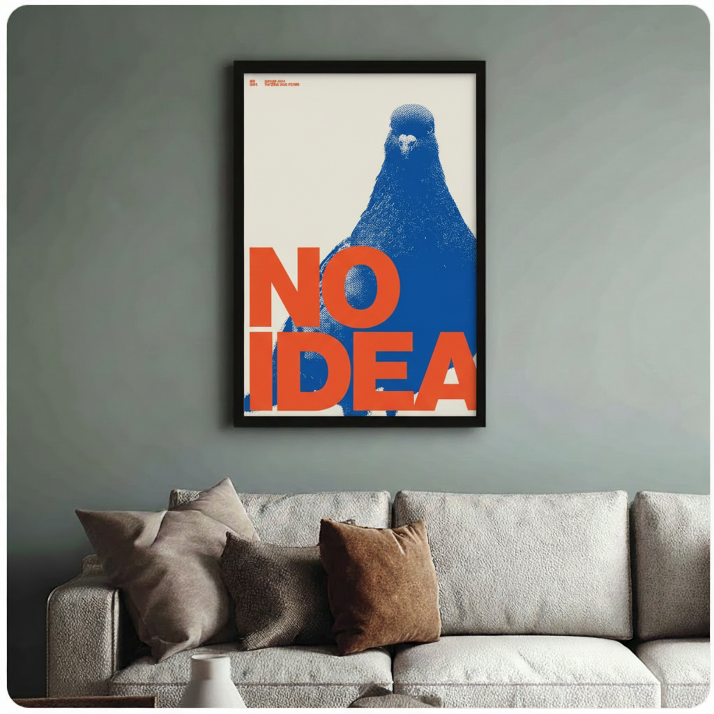 NO IDEA Retro Pigeon Canvas Wall Art – Pop Art