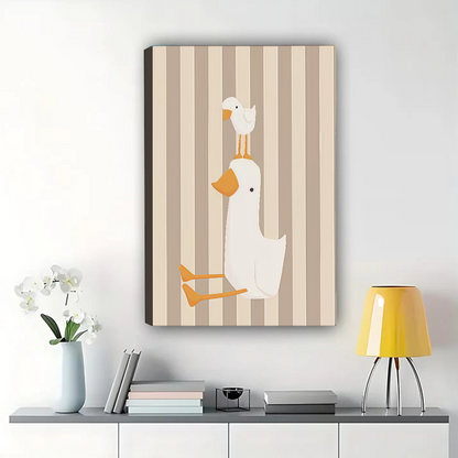 Duck and Duckling Wall Art - Minimalist Nursery Decor Print