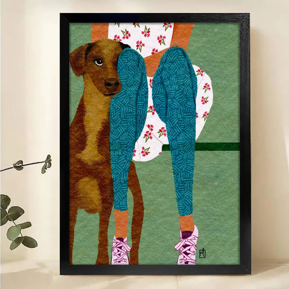 Dog and Legs Wall Art | Quirky Modern Collage Print
