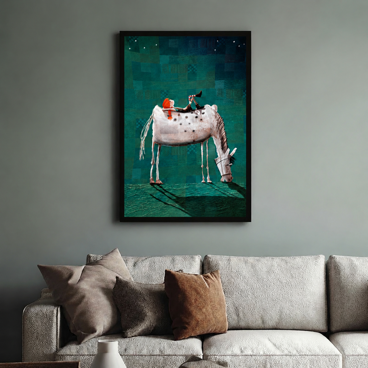 Elf Riding White Horse Dreamy Fantasy Canvas Wall Art