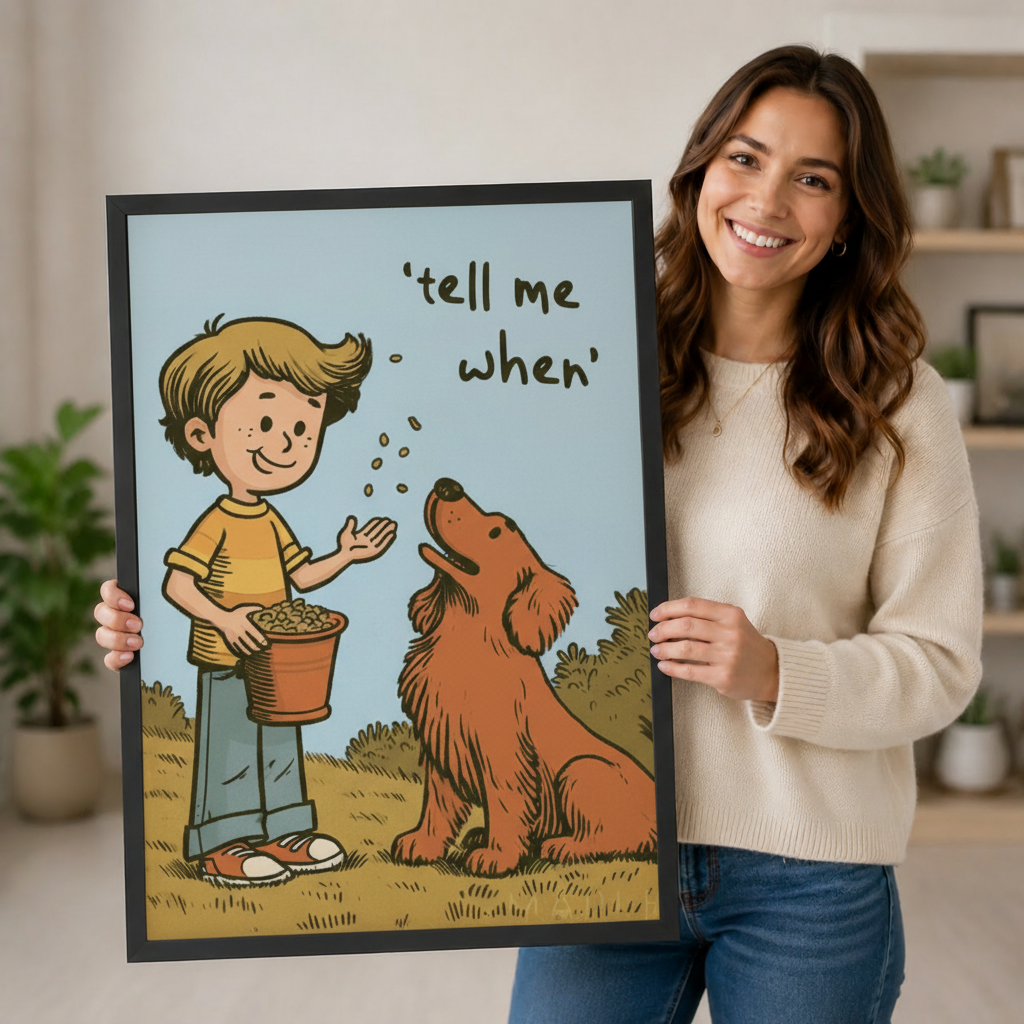 Tell Me When Boy Dog Retro Comic Canvas Art Wall Art