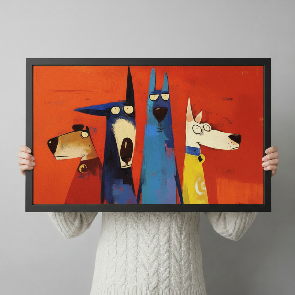 Four Dogs Pop Art Bold Canvas Wall Art