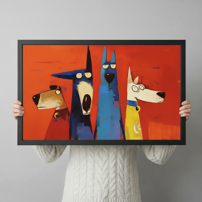 Four Dogs Pop Art Bold Canvas Wall Art