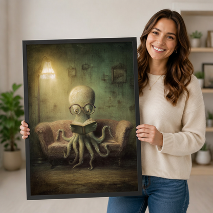 Bookish Octopus Reading Glasses Gothic Fantasy Canvas Print
