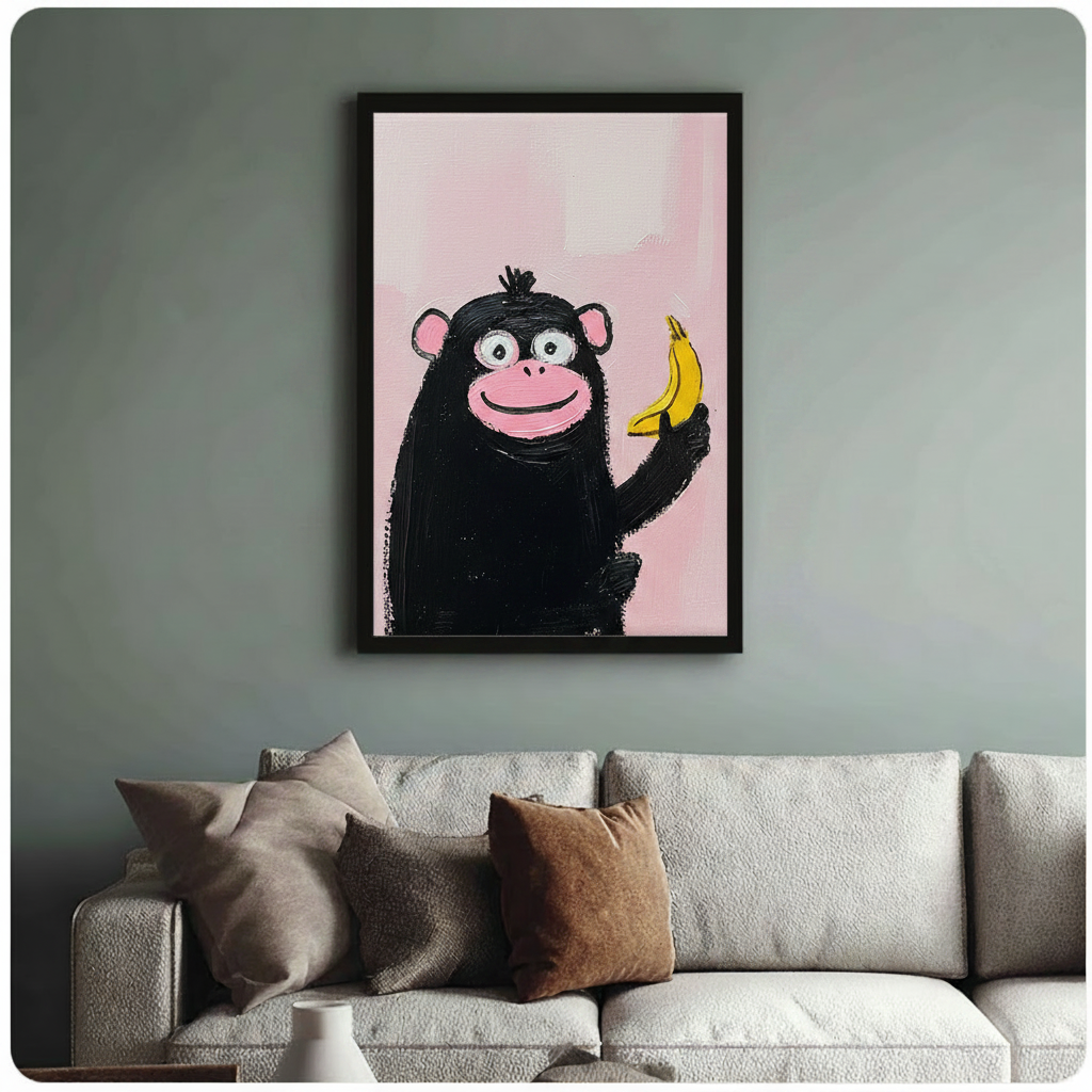 Monkey Banana Pop Art Canvas Wall Art