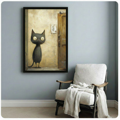 Gothic Black Cat Door Vintage Expressionist Canvas Print