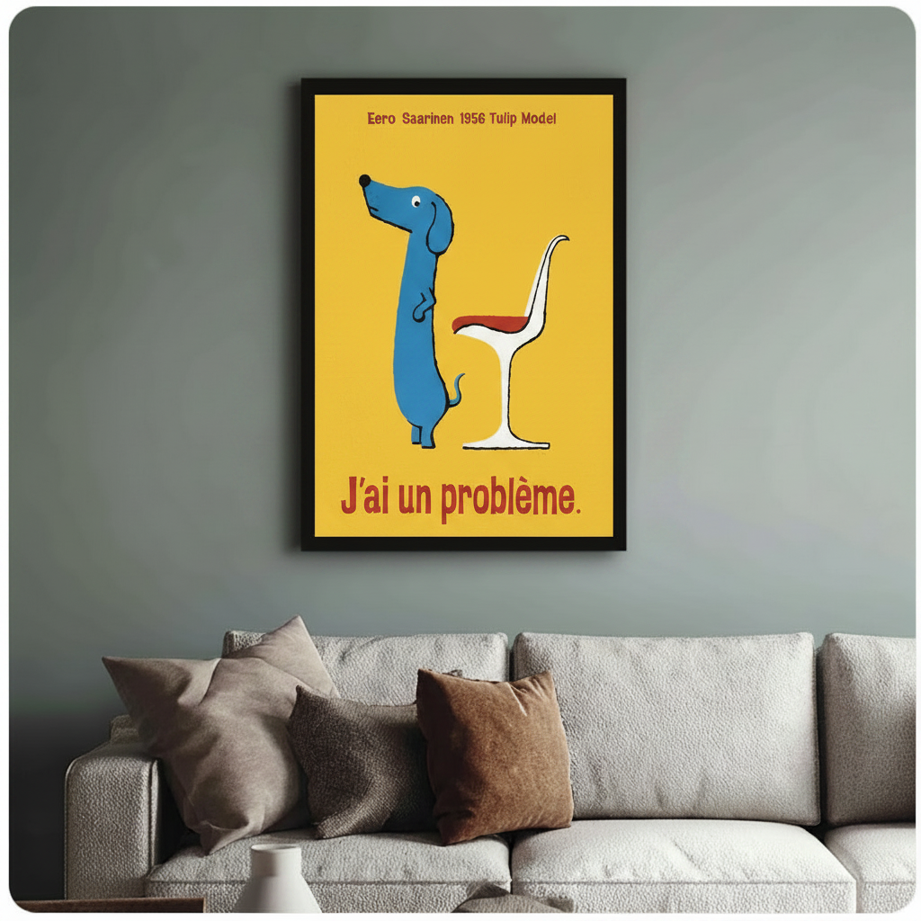 Retro Dachshund Funny French Quote Canvas Wall Art