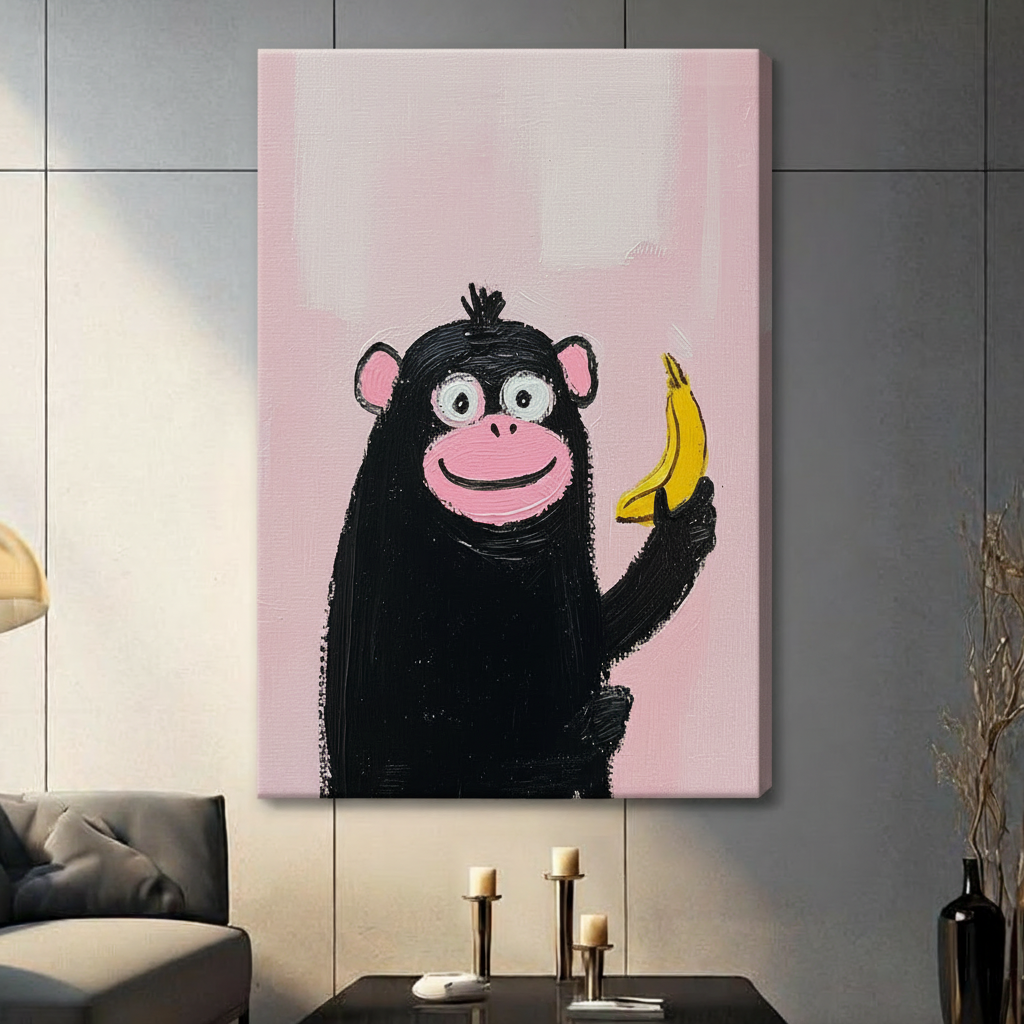 Monkey Banana Pop Art Canvas Wall Art