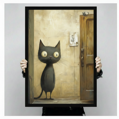 Gothic Black Cat Door Vintage Expressionist Canvas Print