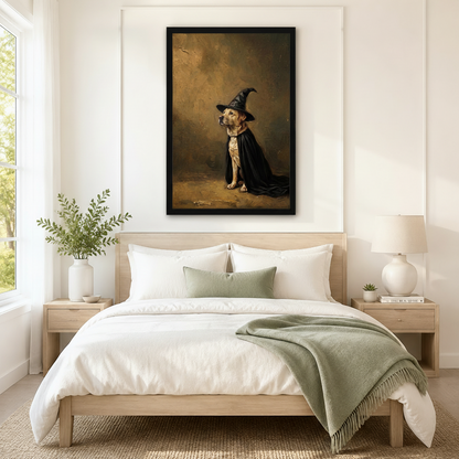 Labrador Witch Hat Black Cape Portrait Canvas Print
