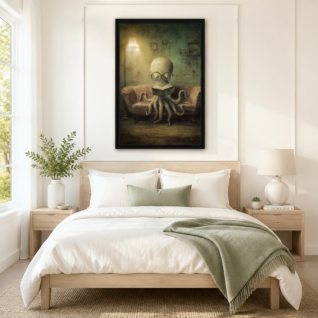 Bookish Octopus Reading Glasses Gothic Fantasy Canvas Print