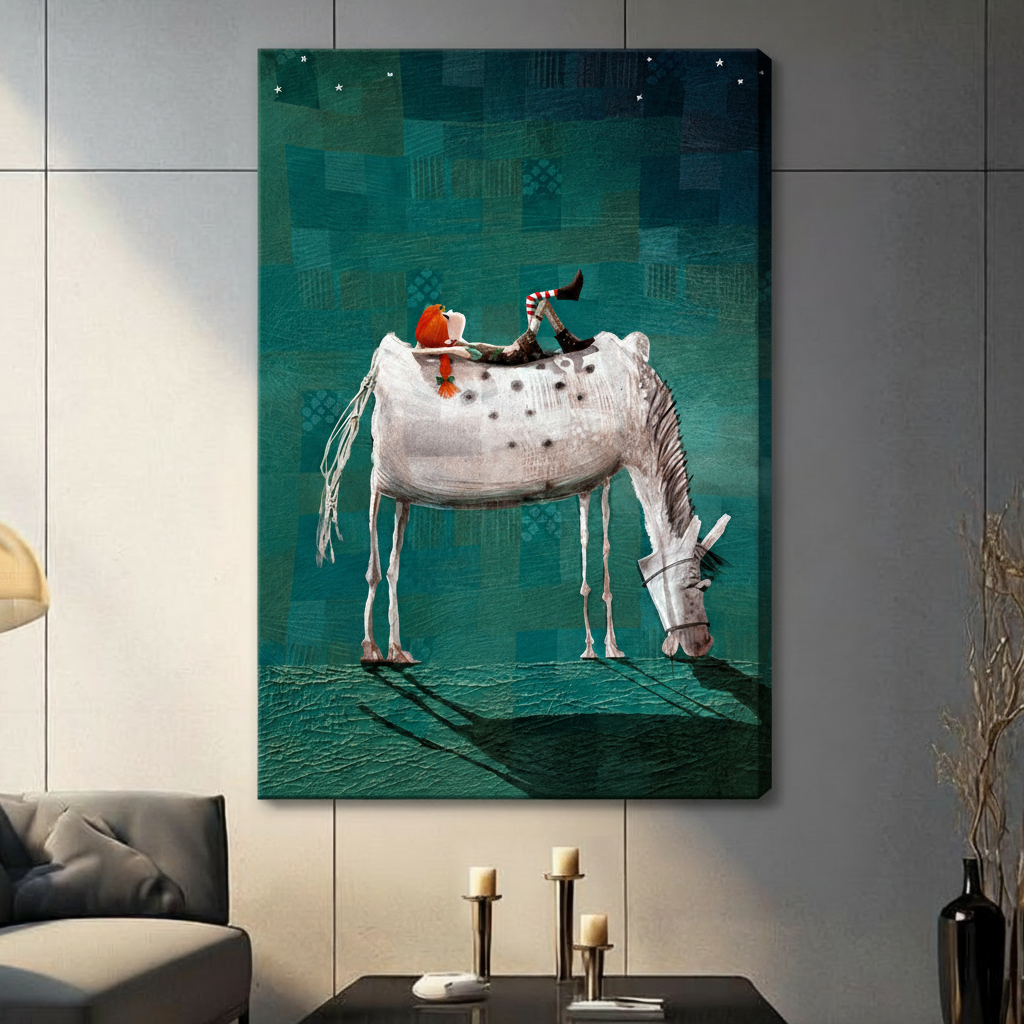 Elf Riding White Horse Dreamy Fantasy Canvas Wall Art