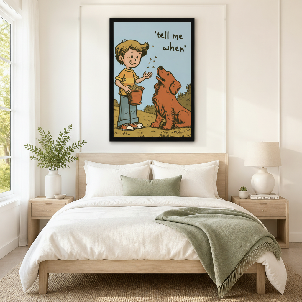 Tell Me When Boy Dog Retro Comic Canvas Art Wall Art