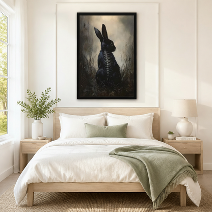 Dark Gothic Black Rabbit Spine Oil Painting Canvas Print