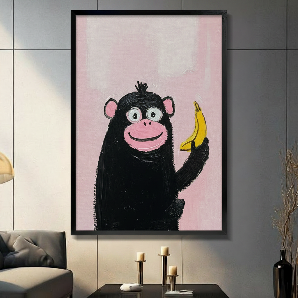 Monkey Banana Pop Art Canvas Wall Art
