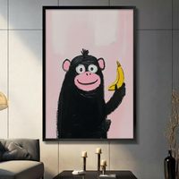 Monkey Banana Pop Art Canvas Wall Art