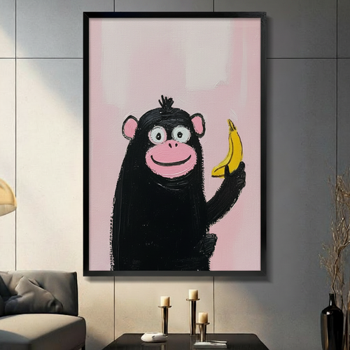 Monkey Banana Pop Art Canvas Wall Art