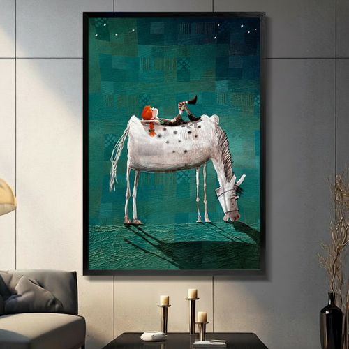 Elf Riding White Horse Dreamy Fantasy Canvas Wall Art