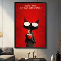 Over-Caffeinated Cat Funny Quote Canvas Wall Art