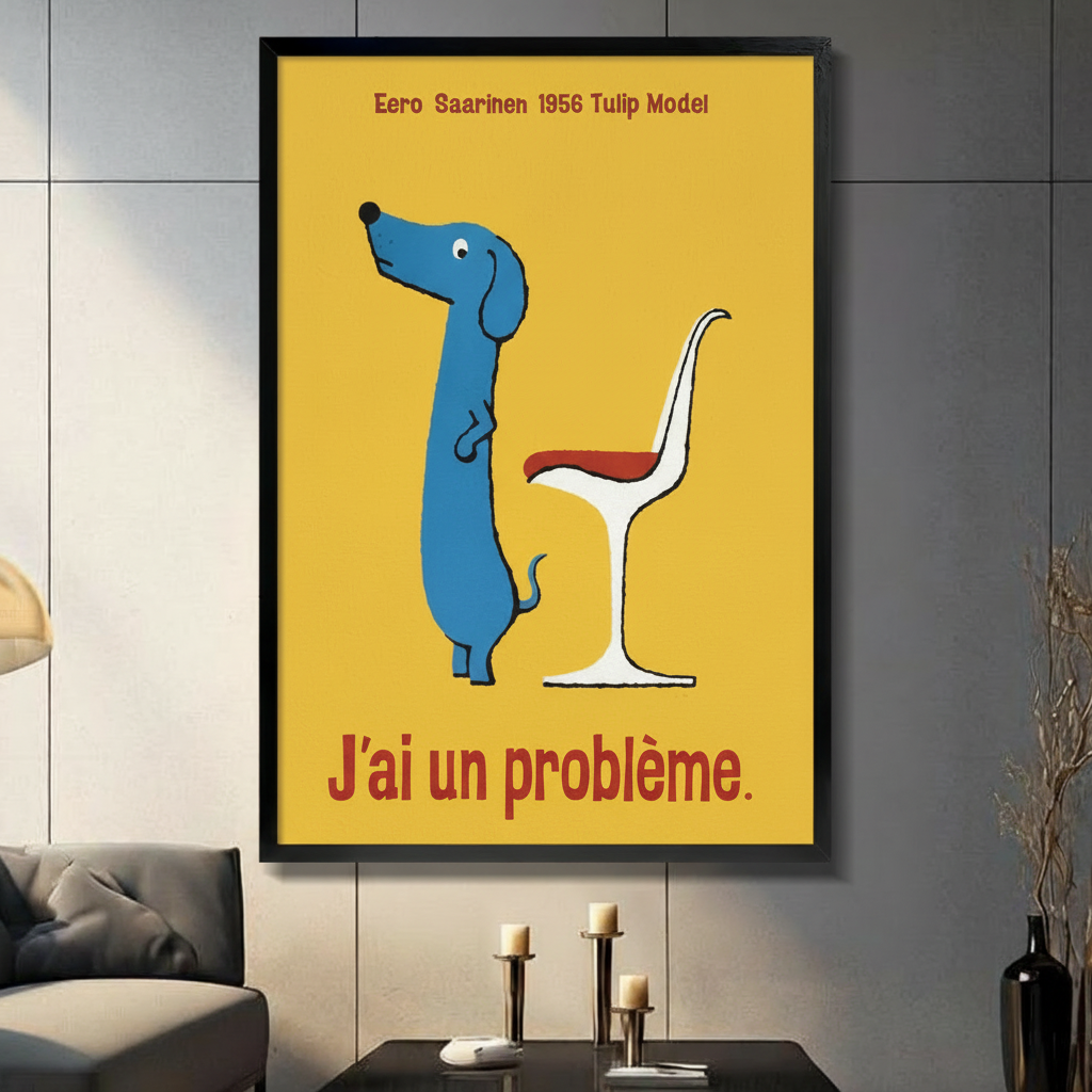 Retro Dachshund Funny French Quote Canvas Wall Art