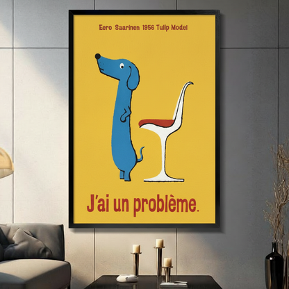 Retro Dachshund Funny French Quote Canvas Wall Art