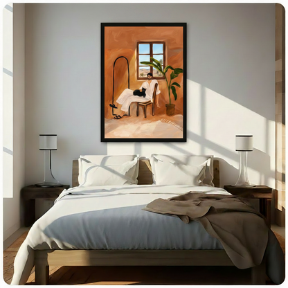 Moroccan Room Man Black Cat Desert Canvas Print
