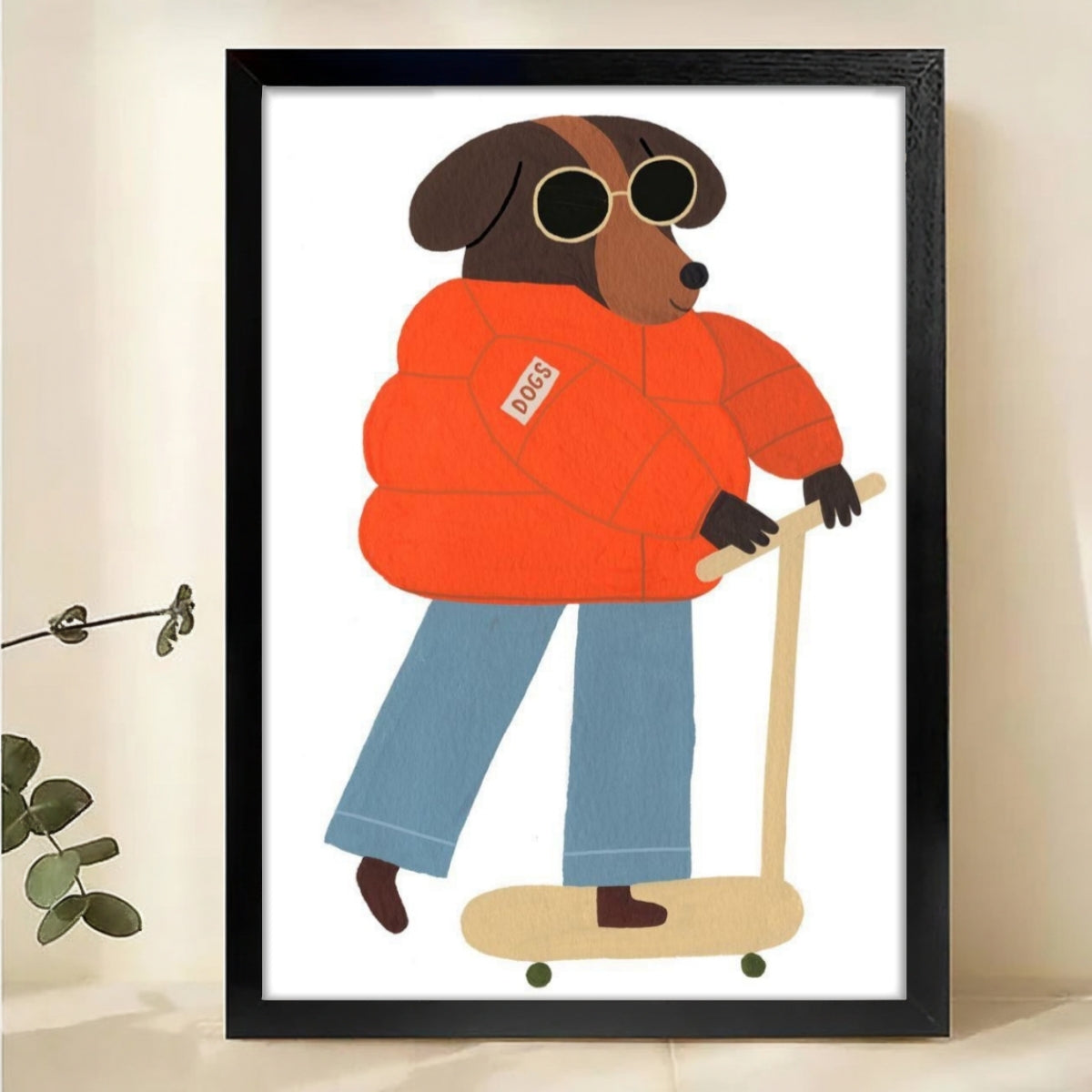 Cool Dog Skateboarding Wall Art - Urban Street Style Pet Print