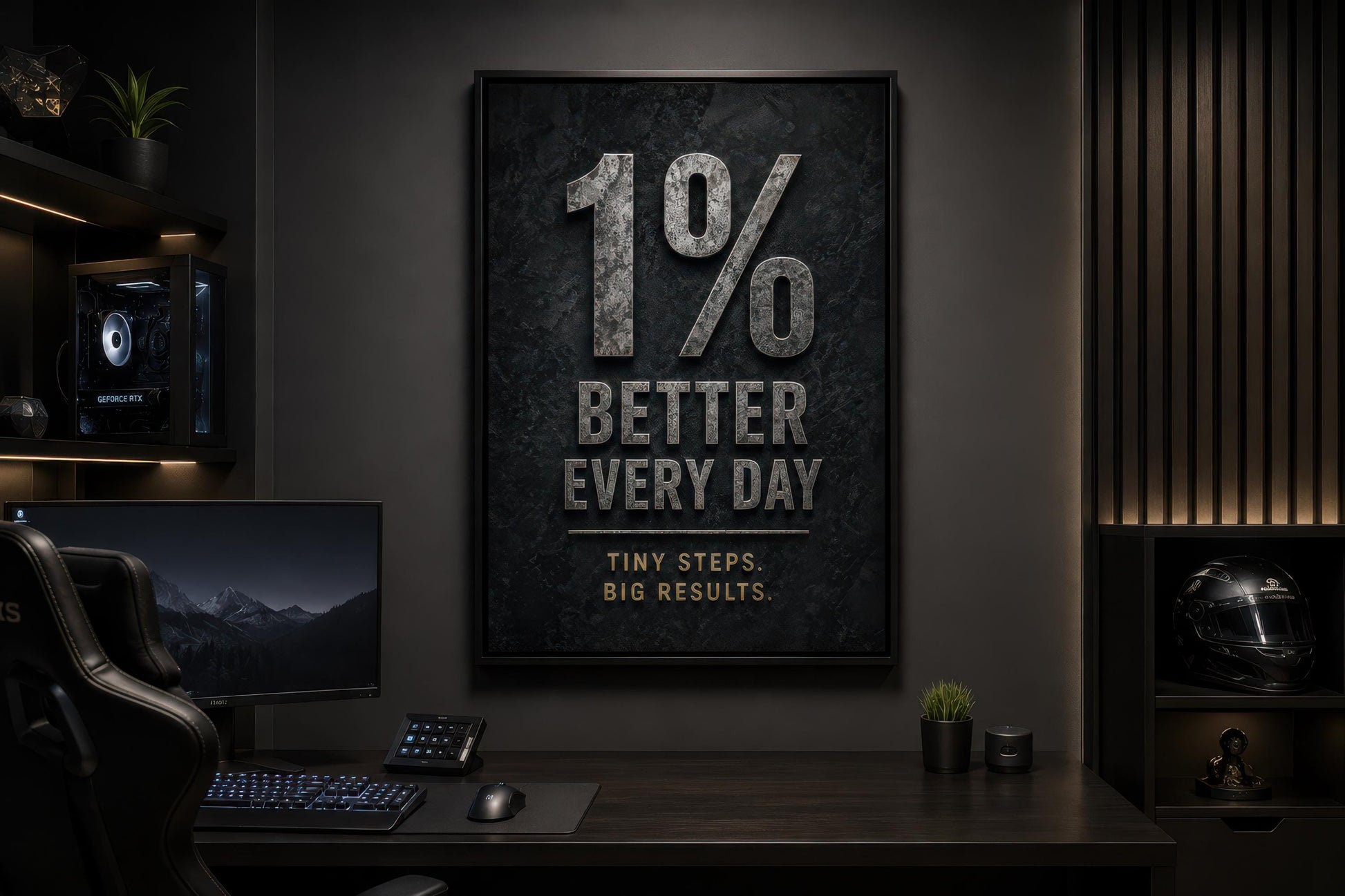 1% Better Every Day Motivational Wall Art - Gym Wall Decor